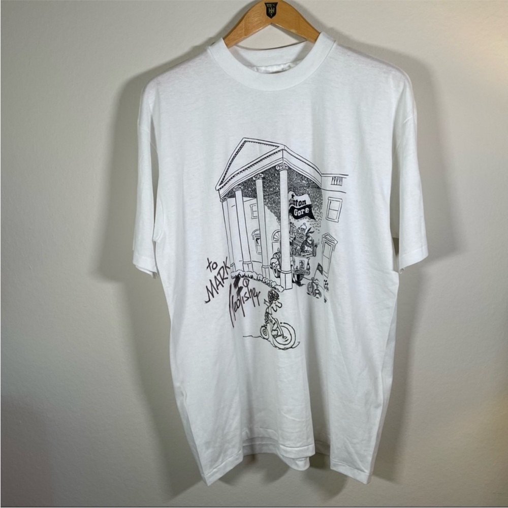 Vintage Signed & hand drawn Clinton & Gore Political T-Shirt Comic by Geo Fisher - Picture 2 of 10